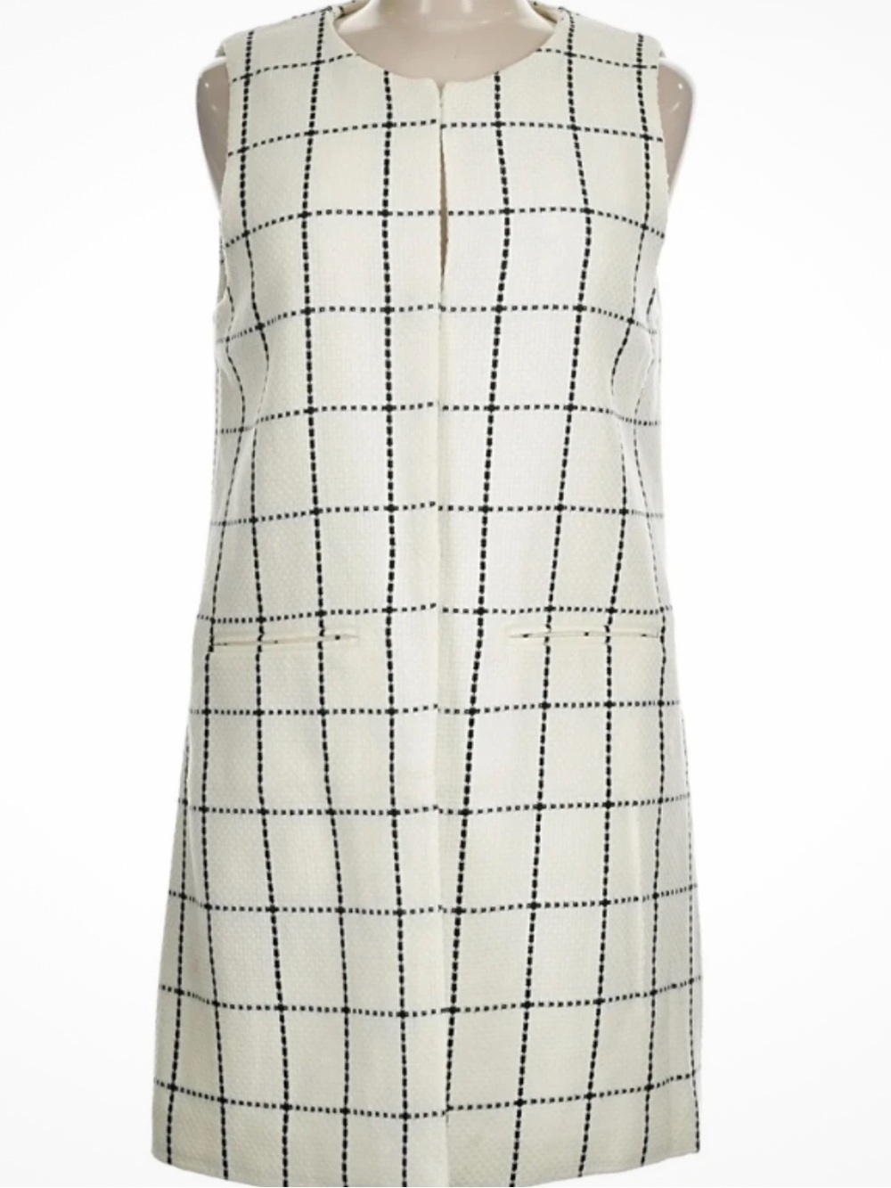 Sanctuary tweed sleevless long window pane vest size small cream/ black color - Picture 8 of 9